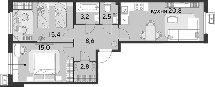 Продается 3-комн. квартира, 68.3 м²