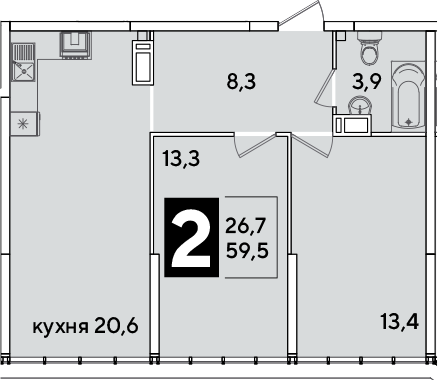 Продается 3-комн. квартира, 59.5 м²