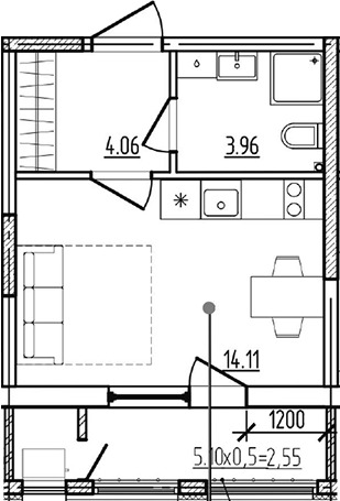Студия, 22.13 м², 1/9 этаж, ЖК «Моренуар»