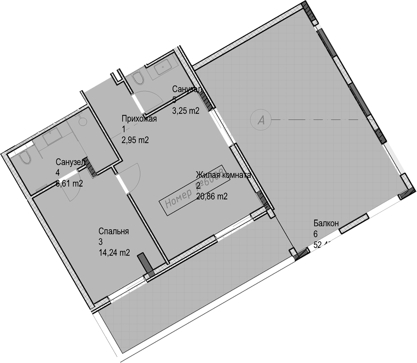 2-комн., 47.9 м², 6/6 этаж, ЖК «Гостиничный комплекс Николай 1»