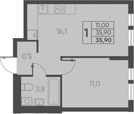 Продается 2-комн. квартира, 35.9 м²