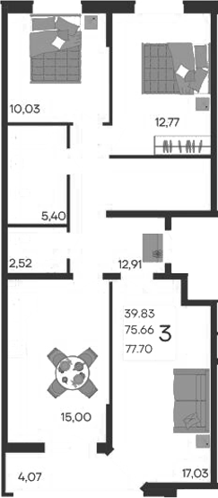 Продается 3-комн. квартира, 75.66 м²
