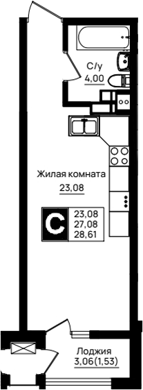 Студия, 27.08 м², 8/18 этаж, ЖК «Резиденция морей»