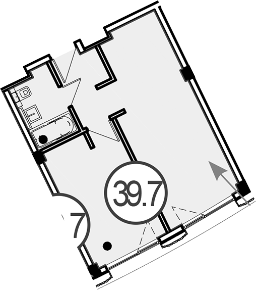 Объект, 39.7 м², 2/4 этаж, ЖК «Гостиничный комплекс GRAND CASCADE»
