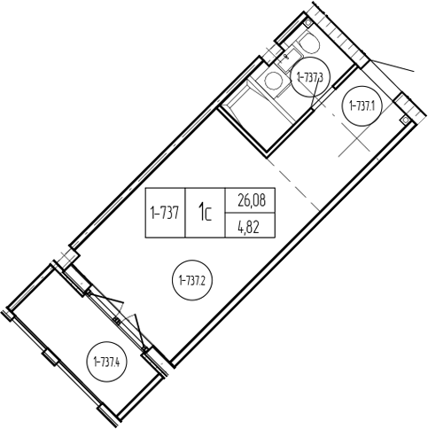 Студия, 26.08 м², 6/9 этаж, ЖК «Лучи»