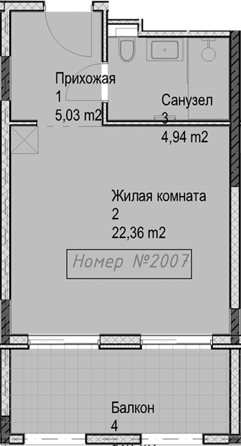 Студия, 32.33 м², 2/6 этаж, ЖК «Гостиничный комплекс Николай 1»