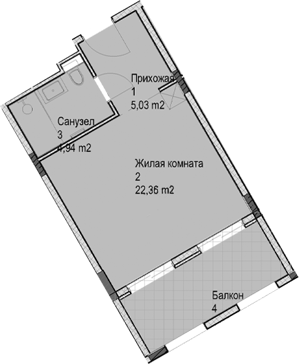 Студия, 32.3 м², 3/6 этаж, ЖК «Гостиничный комплекс Николай 1»