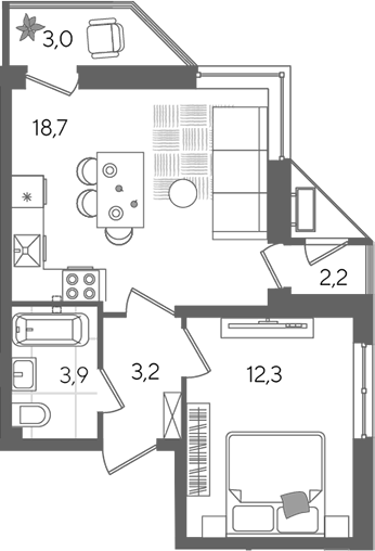 Продается 2-комн. квартира, 38.1 м²