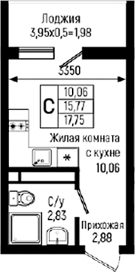 Студия, 15.77 м², 12/18 этаж, ЖК «Ботаника Хиллс»