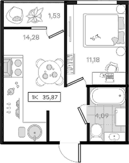 Продается 1-комн. квартира, 34.34 м²