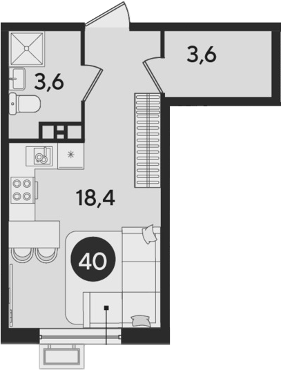 Студия, 25.6 м², 9/9 этаж, ЖК «Парк Победы»