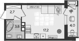 Студия, 23.7 м², 4/24 этаж, ЖК «Рекорд»
