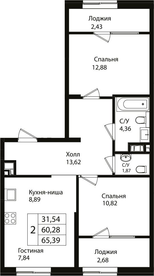 Продается 3-комн. квартира, 60.16 м²