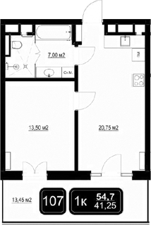 Продается 2-комн. квартира, 41.25 м²