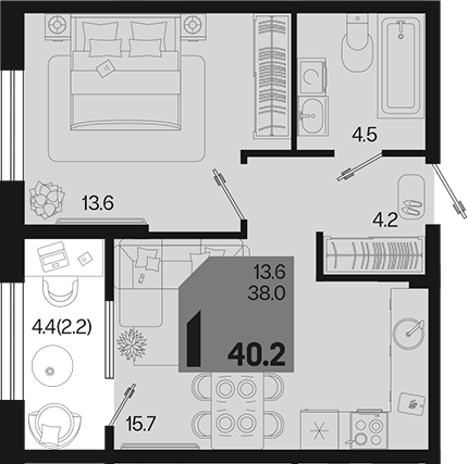 Продается 1-комн. квартира, 38 м²