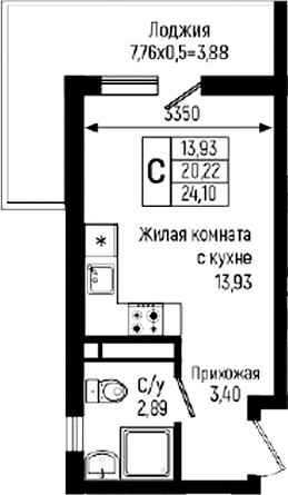 Студия, 20.22 м², 7/18 этаж, ЖК «Ботаника Хиллс»