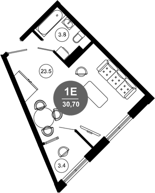 Студия, 27.3 м², 3/10 этаж, ЖК «Гостиничный комплекс GREENMONT»
