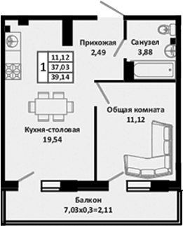 2-комн. Южные Соседи