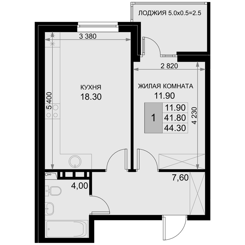 Продается 2-комн. квартира, 41.8 м²