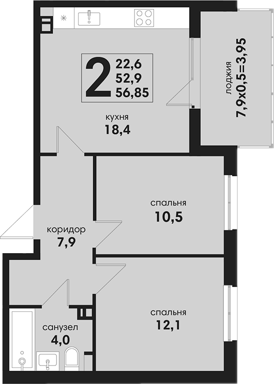 3-комн. Новая Елизаветка