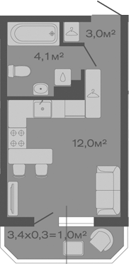 Студия, 19.1 м², 4/4 этаж, ЖК «Дзенпарк»