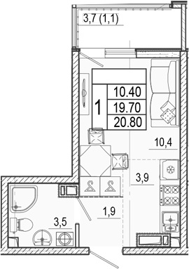 Студия, 19.7 м², 14/15 этаж, ЖК «Лестория»