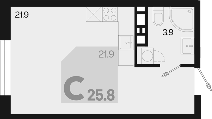Продается 1-комн. квартира, 25.8 м²