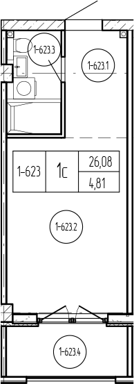 Продается 1-комн. квартира, 26.08 м²