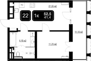 Продается 2-комн. квартира, 41.4 м²
