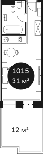 Объект, 31.33 м², 1/4 этаж, ЖК «Резиденция Волна»