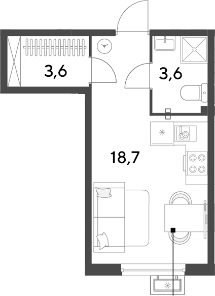 Продается 1-комн. квартира, 25.9 м²