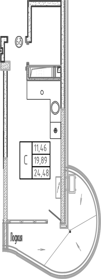 Студия, 19.89 м², 3/16 этаж, ЖК «Sun Hills Ольгинка»