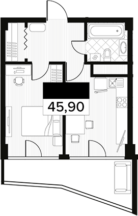 Объект, 45.9 м², 4/14 этаж, ЖК «Горизонт. AVA Сочи»