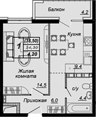 1-комн. Чайные Холмы