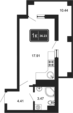 Студия, 25.79 м², 5/8 этаж, ЖК «Гостиничный комплекс Marine Garden 4»