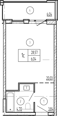 Студия, 32.8 м², 7/9 этаж, ЖК «Лучи»