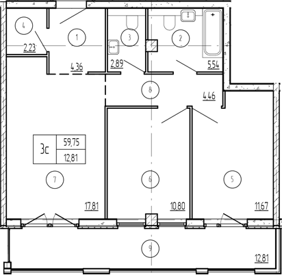 Продается 2-комн. квартира, 68.72 м²