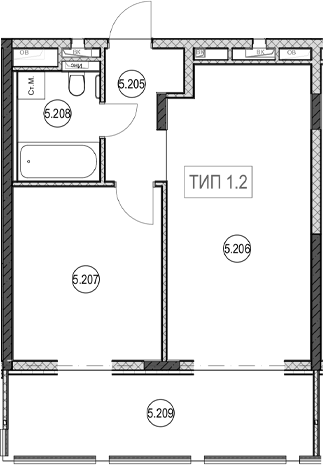 Продается 2-комн. квартира, 41.2 м²