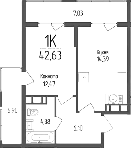 1-комн., 37.34 м², 18/18 этаж, ЖК «Кумир»