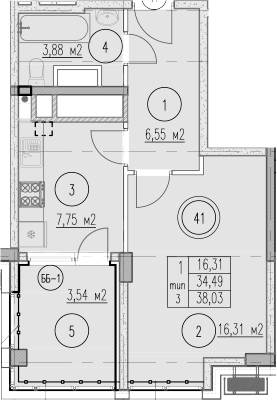 1-комн., 34.49 м², 7/10 этаж, ЖК «Agoy Park Residence by Lavicon»