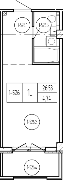 Студия, 26.54 м², 4/9 этаж, ЖК «Лучи»