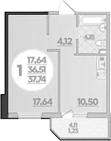 Продается 1-комн. квартира, 36.51 м²