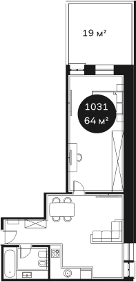 Объект, 63.72 м², 1/4 этаж, ЖК «Резиденция Волна»