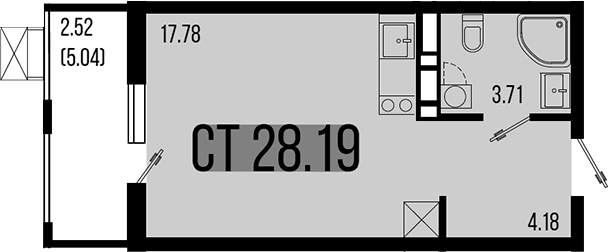 Студия, 25.67 м², 2/8 этаж, ЖК «Цветной бульвар»