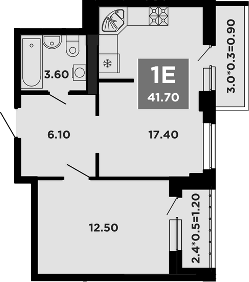 2-комн., 39.6 м², 9/12 этаж, ЖК «НЕО-квартал Красная площадь»