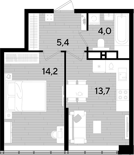 1-комн., 37.3 м², 15/16 этаж, ЖК «DОГМА ПАРК»