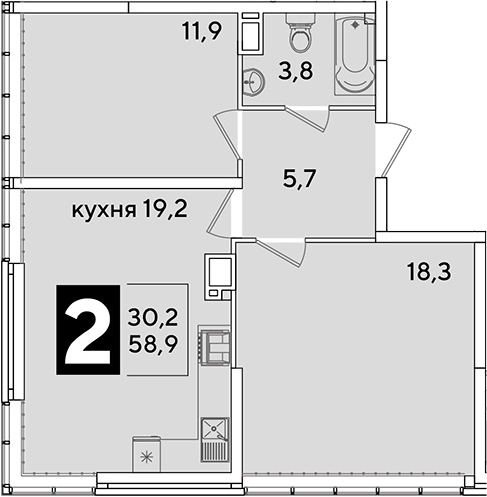 Продается 3-комн. квартира, 58.9 м²
