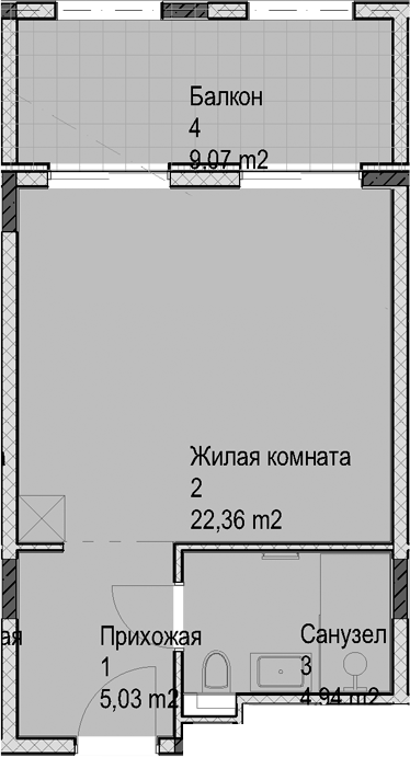 Студия, 32.33 м², 3/6 этаж, ЖК «Гостиничный комплекс Николай 1»