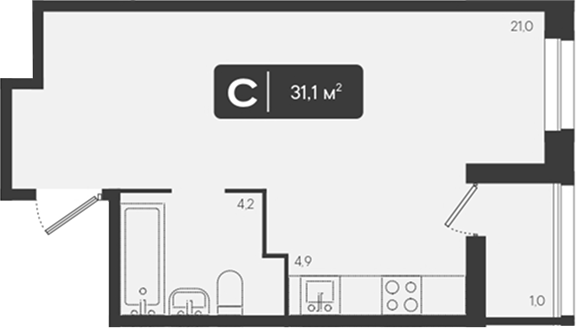 Продается 1-комн. квартира, 30.1 м²