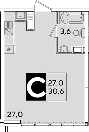 Продается 1-комн. квартира, 30.6 м²